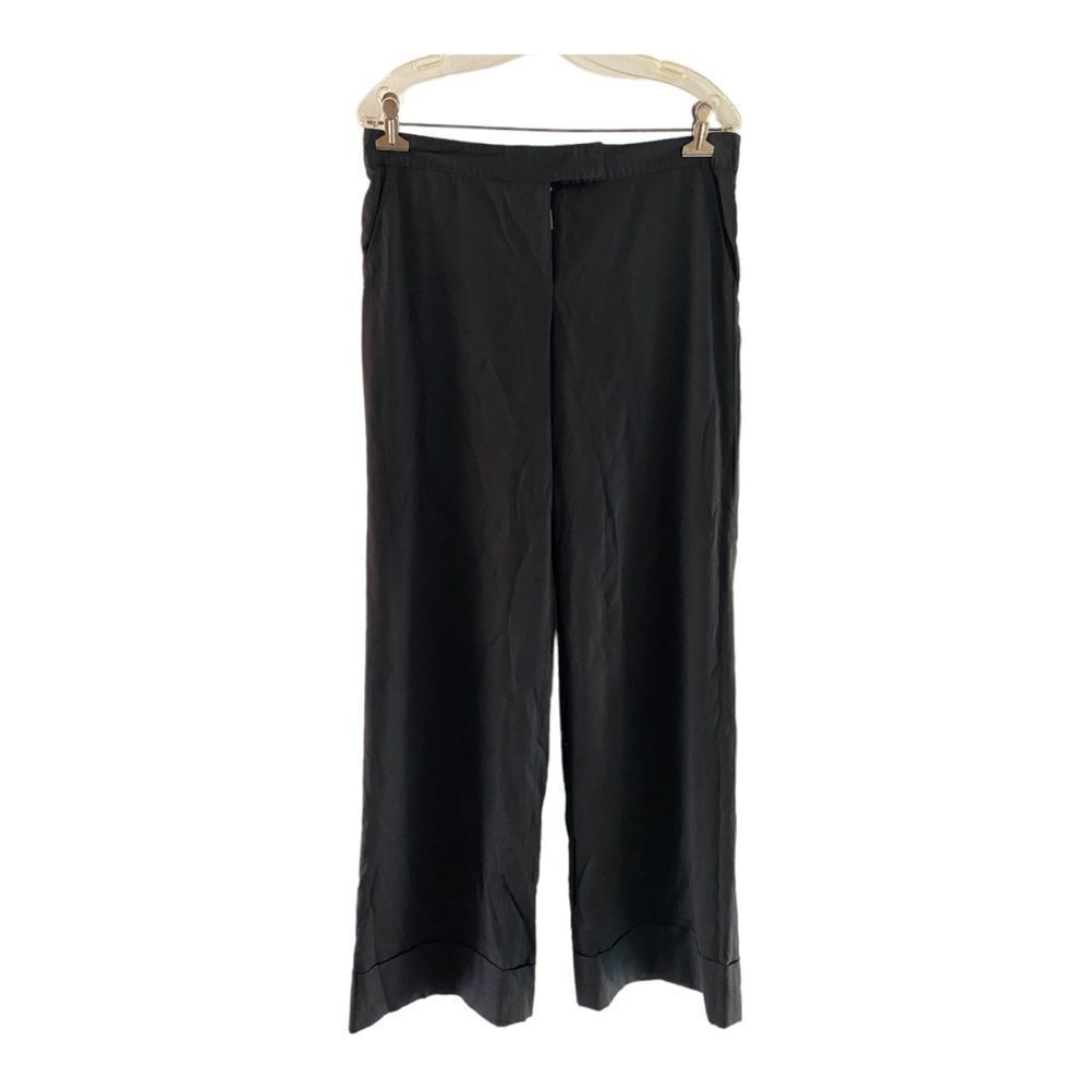 Stella McCartney Black Trousers Wide Leg Side Zip Size 42